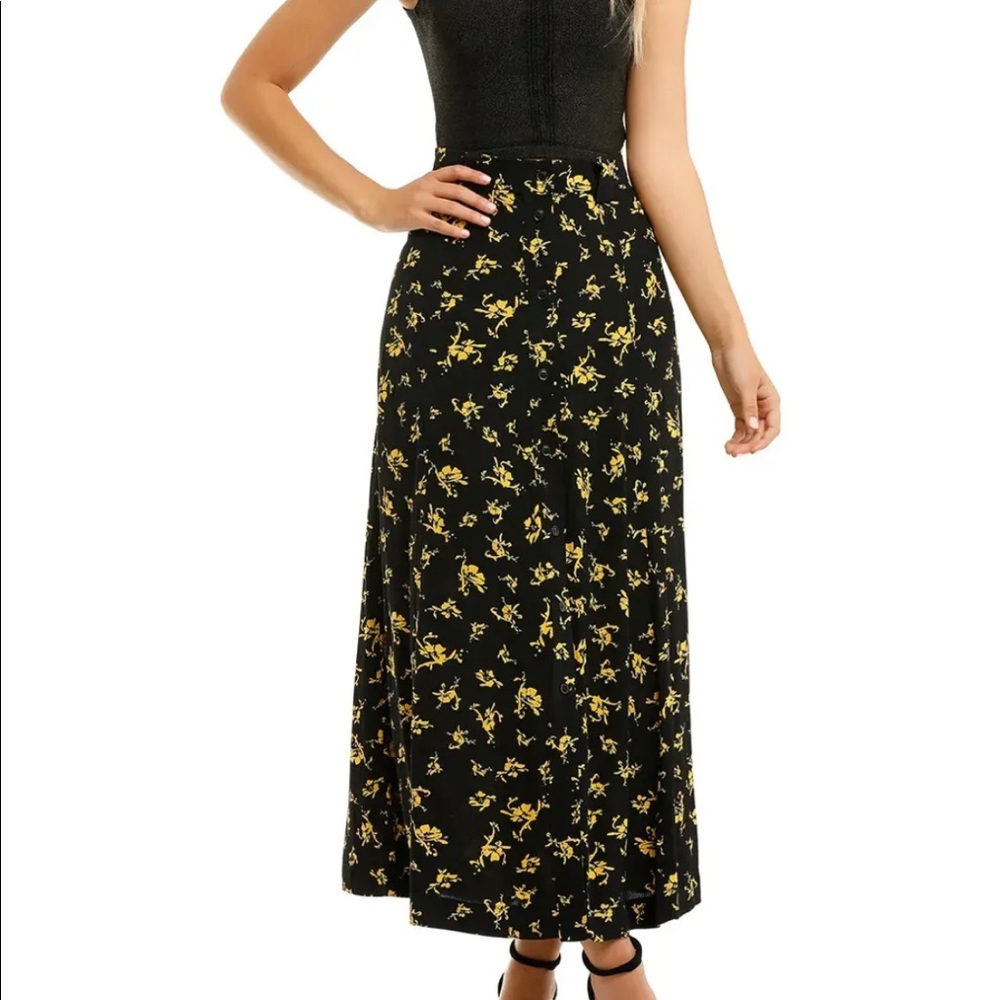 Ganni print front button midi skirt 36 $280